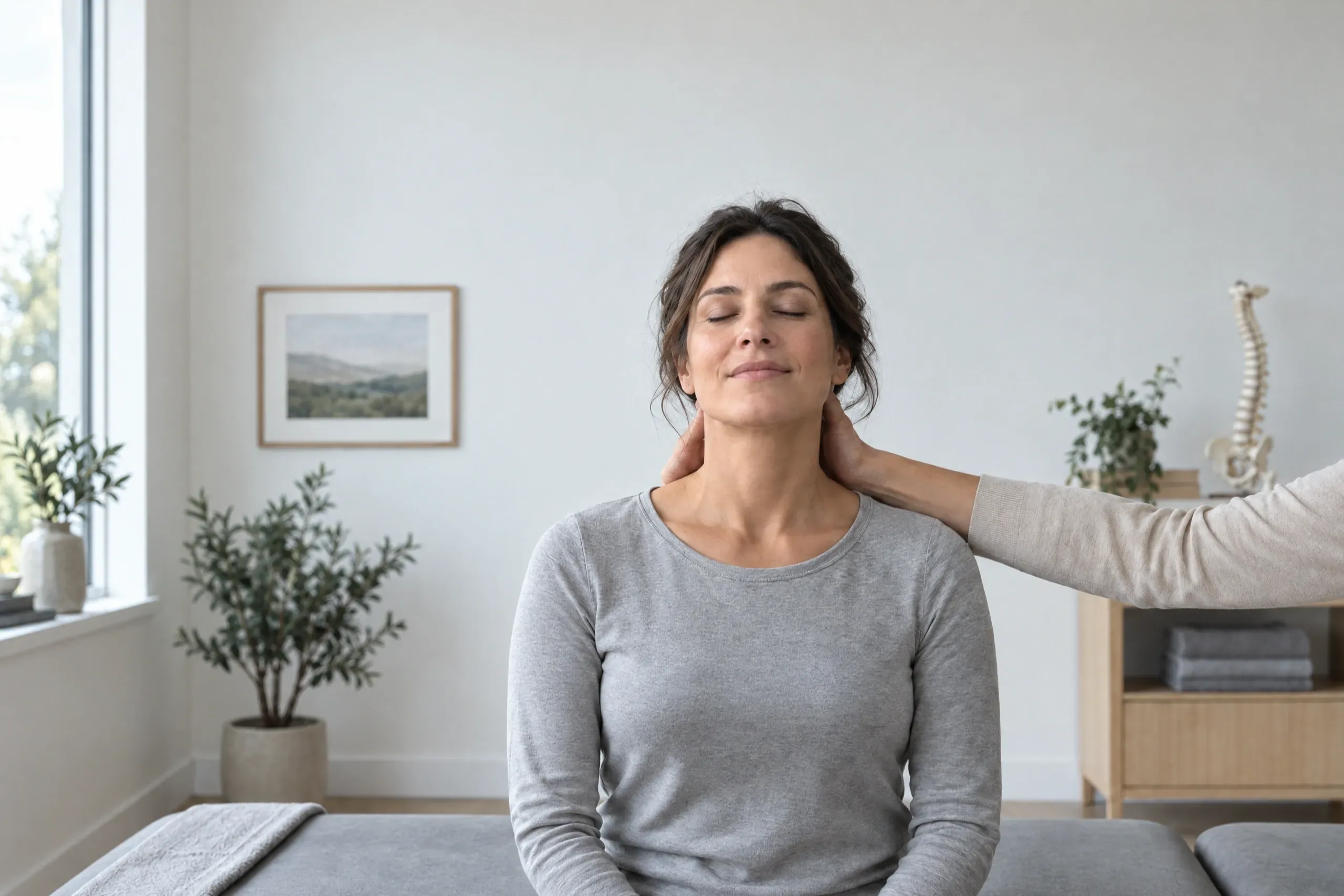 Adult patient having neck mobility checked by a chiropractor at Camarillo Spine & Nerve Institute
